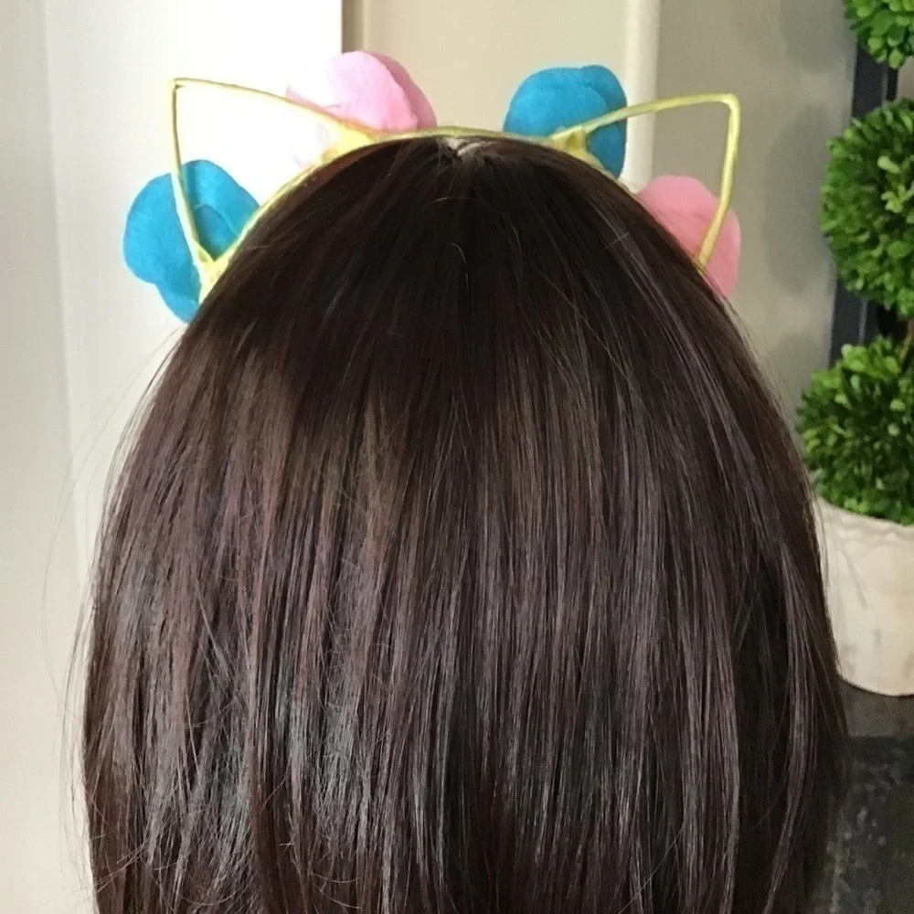 NEW Cat Kitten Ears Hair Headband Felt Flowers Halloween Party Costume Crafts